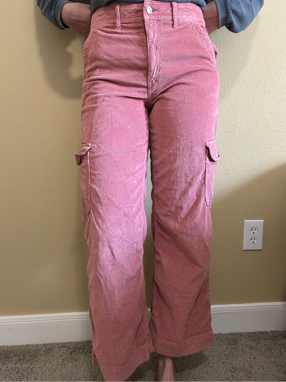 American Eagle Outfitters Pink Corduroy Cargo Trousers